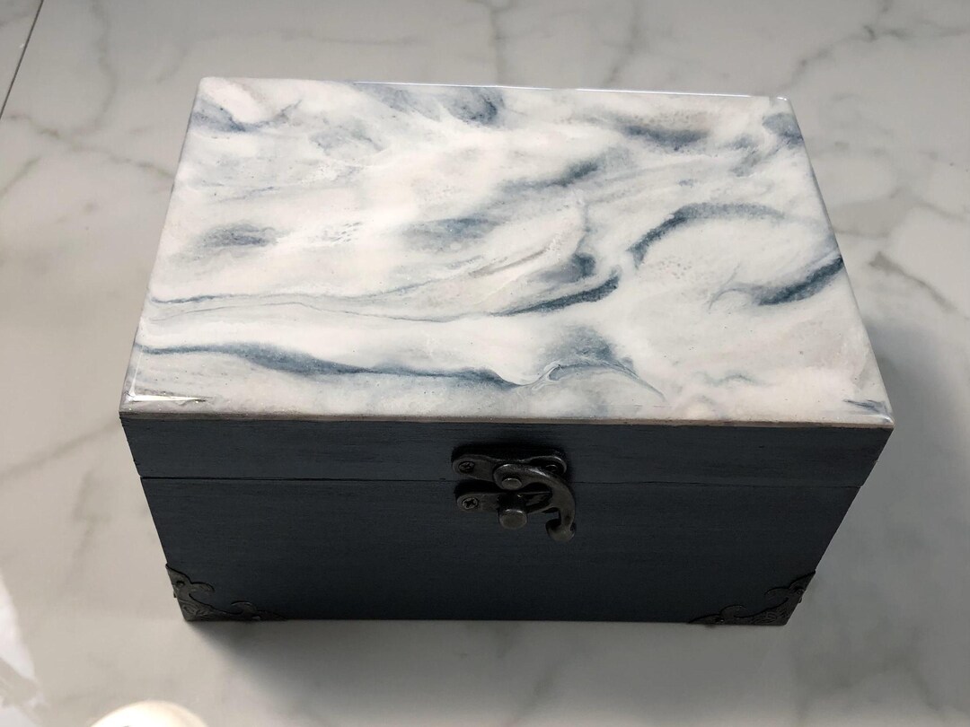 Resin Art Decorative Box: Marble Impressionist Jewelry Trinket ...