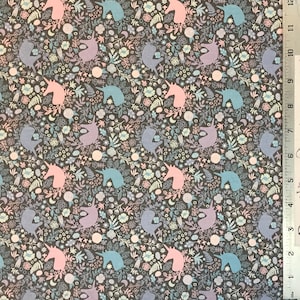 Charcoal Unicorn Magic, unicorn fabric, Camelot Fabric, Enchantment by Brooke Glaser