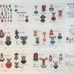 Cloth book panel, soft book panel, Zootopia A-Z Cloth Book Panel, fabric book panel