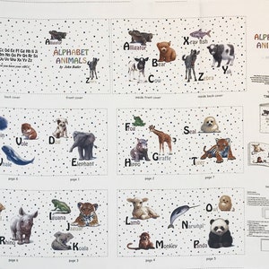 Cloth book panel, soft book panel, Animal Alphabet, fabric book panel