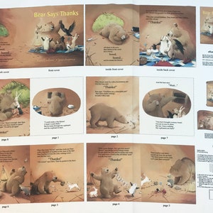 Cloth book panel, soft book panel, Bear says Thanks, fabric book panel