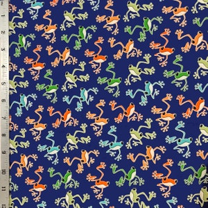 Navy Hoppy Frogs Glow in the Dark Fabric, 9833GLB-55, Kanvas, Frogs,