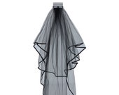 Ladies Luxury Black Two Tiered Wedding Veil Novelty Accessories Gothic Bride To Be Halloween Fancy Dress Veil Has An Attached Comb