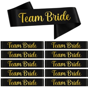 12 x Team Bride Sjerpen Zwarte Sjerp, Team Bride Accessoires, Team Bride Sash Pack, Bruidsdouche, Satijnen Sjerp, Hen Sjerpen, Sjerpen voor Hen Do afbeelding 2