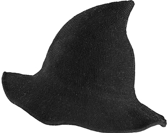 Sombrero de bruja de lana negra, accesorio para disfraz, decoración de Halloween, disfraz de mujer, sombrero tejido de lana con ala, en el Reino Unido