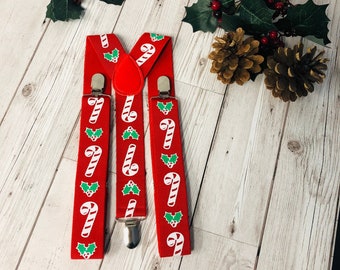 Christmas Clip-on Braces Mens Trouser Suspenders Novelty Secret Santa Gift Unisex Vintage Braces Adjustable Trouser Suit Braces Xmas