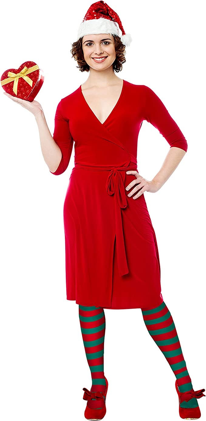 Collants Rayés Vert & Rouge pour Lutins de Noël adulte - déguiz-fêtes