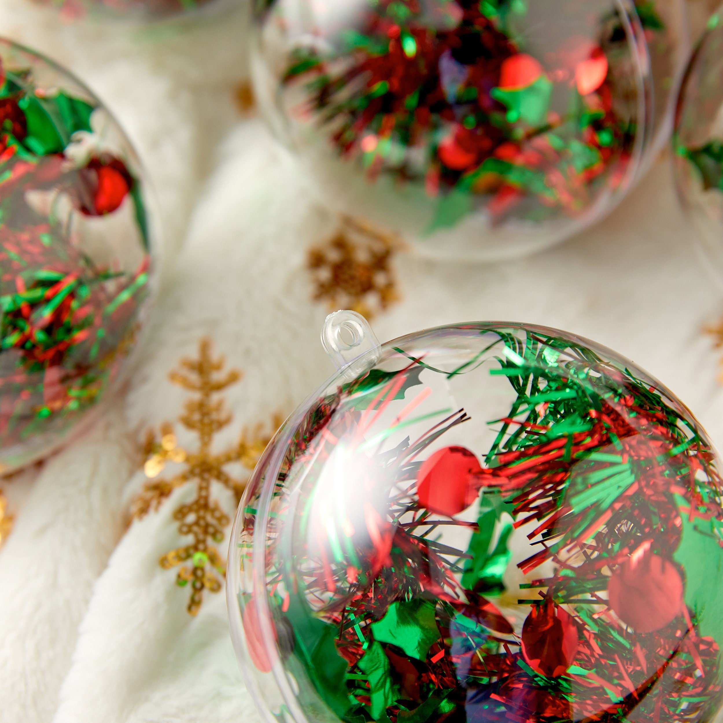 2.36-Inch Clear Plastic Fillable Christmas Ball Ornaments for DIY