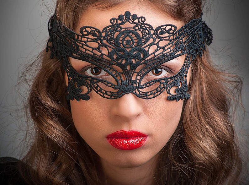 Venezianische Maske und Handschuhe für Damen, Halloween & Maskerade Kostüm, Gothic Kostüm Perlen und Spitzen Zubehör, Corpse Bride Cosplay Bild 3