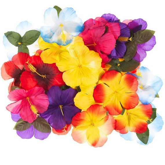 Pack of 30 Artificial Hibiscus Flowers Tropical Decorations Etsy UK