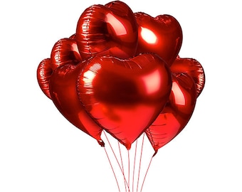 30 x Red Heart Balloons Valentines Balloons 45cm Foil Balloons Heart Balloons as Wedding Balloons Red Anniversary Balloons Valentines Props