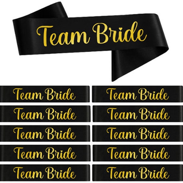 12 x Team Bride Sashes - Black Sash, Team Bride Accessories, Team Bride Sash Pack, Bridal Shower, Satin Sash, Hen Sashes, Sashes for Hen Do