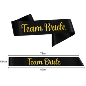 12 x Team Bride Sjerpen Zwarte Sjerp, Team Bride Accessoires, Team Bride Sash Pack, Bruidsdouche, Satijnen Sjerp, Hen Sjerpen, Sjerpen voor Hen Do afbeelding 3