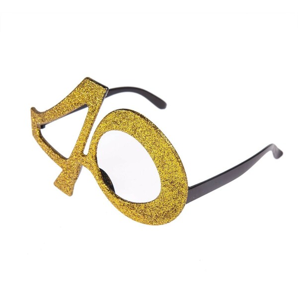 Lunettes d'anniversaire 40 ans, Lunettes de 40 ans dorées, Accessoires fantaisie pour anniversaire, Lunettes à paillettes amusantes, Fête de 40e anniversaire, Accessoires pour photomaton