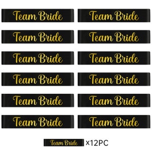 12 x Team Bride Sjerpen Zwarte Sjerp, Team Bride Accessoires, Team Bride Sash Pack, Bruidsdouche, Satijnen Sjerp, Hen Sjerpen, Sjerpen voor Hen Do afbeelding 5