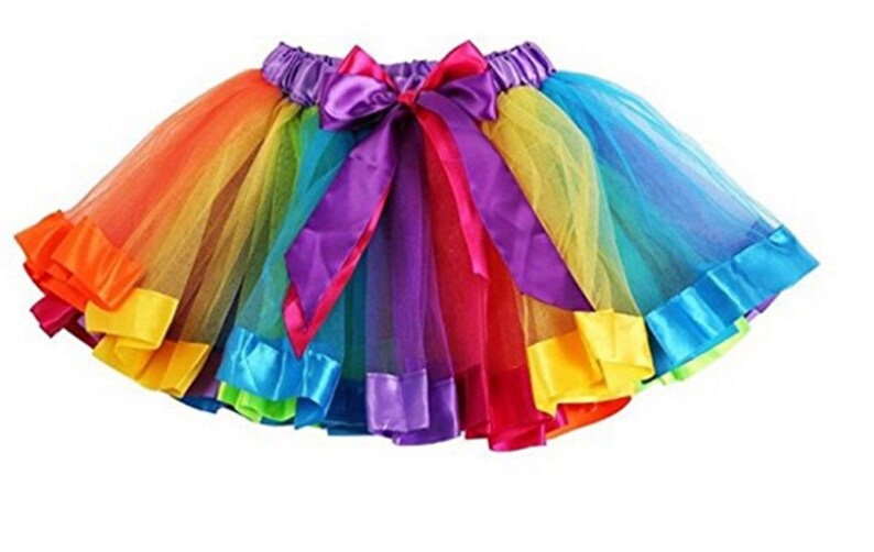 Girls Rainbow Tutu Skirt, Multicoloured Kids's Petticoat Underskirt, 2 Sizes For Ages 2-8 Years, Perfect For Dress Up, Ballet, Dance Parties 