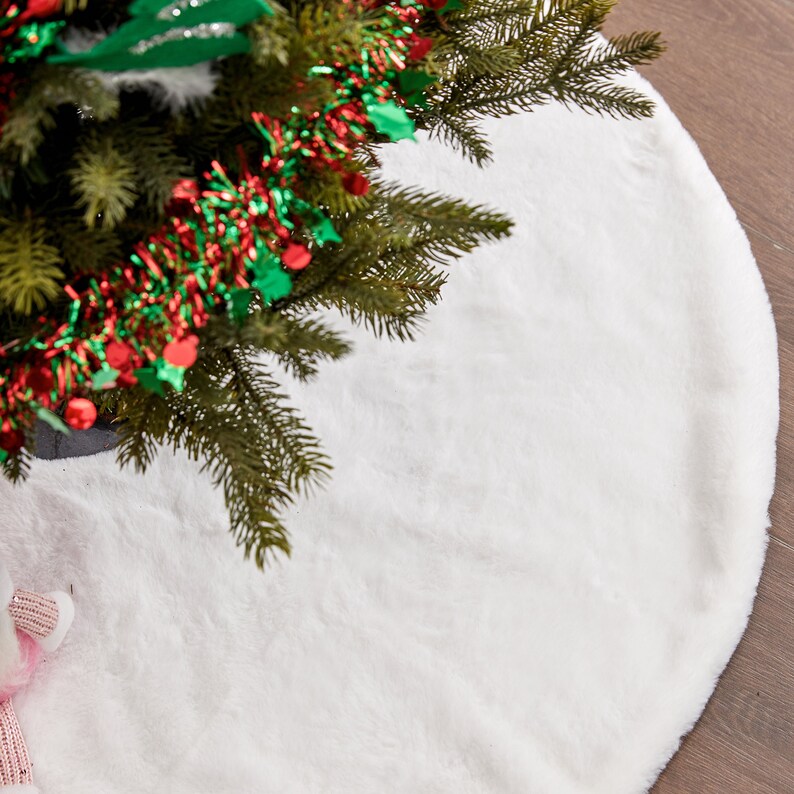 Luxury Christmas Tree Skirt White Faux Fur Tree Floor Mat Etsy UK
