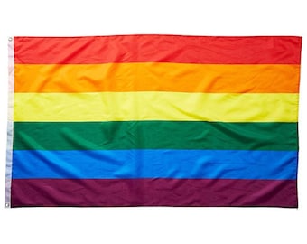 Bandera arcoíris de calidad premium, eventos del orgullo gay, bandera grande de 5 pies x 3 pies, la bandera tiene 2 ojales. Se puede utilizar en interiores y exteriores. Eventos LQBT