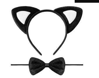 3pc Black Mouse Set - Kids Mouse Costume Black Ears Tail Bow Tie Halloween Book Day Fancy Dress Party