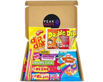 Retro Sweet Box - Old School Sweet Gift Box with 15 Retro Sweets - Vegan Sweets Gift Basket Birthday Treats - Letterbox Retro Sweet Hamper