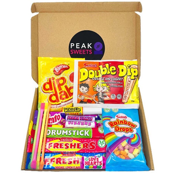 Retro Sweet Box - Old School Sweet Gift Box with 15 Retro Sweets - Vegan Sweets Gift Basket Birthday Treats - Letterbox Retro Sweet Hamper