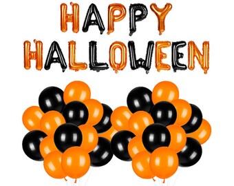 Fröhliche Halloween Ballon Dekorationen Halloween Party Wohnkultur UK Spooky Kinder Ballon Banner Orange / Schwarz Halloween Ballons