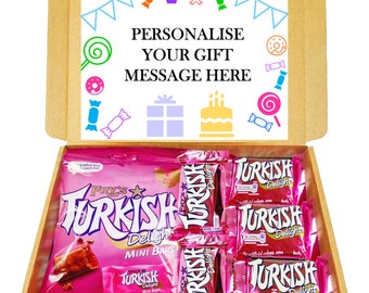 Caja de regalo de delicias turcas de Fry: 5 barras de chocolate turco y mini bolsa de delicias turcas, una caja de regalo de chocolate turco tipo buzón ideal