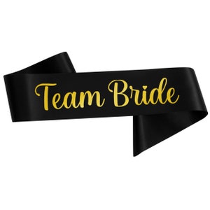 12 x Team Bride Sjerpen Zwarte Sjerp, Team Bride Accessoires, Team Bride Sash Pack, Bruidsdouche, Satijnen Sjerp, Hen Sjerpen, Sjerpen voor Hen Do afbeelding 4