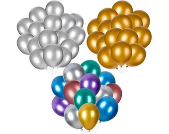 Metallische Chrom-Ballons - Gemischt, Silber oder Gold Party Hochzeit oder Jubiläum, große 12-Zoll-Partyballons, Dekoration und Partyzubehör