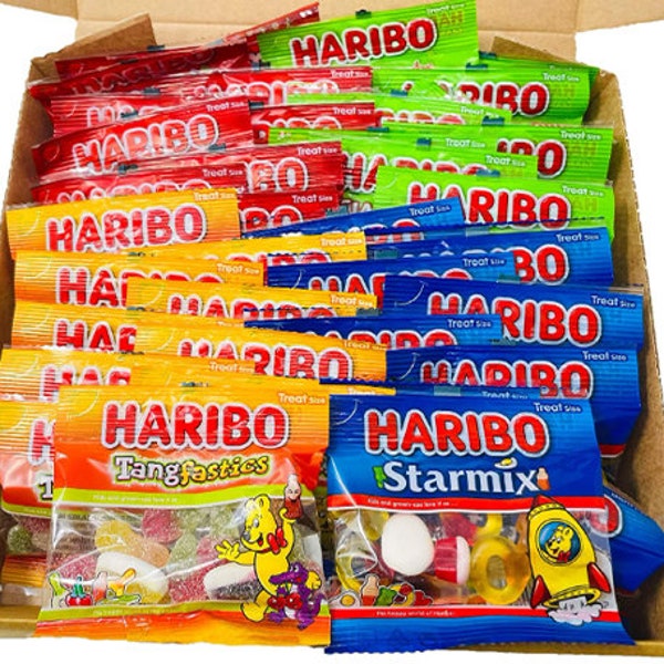 Haribo Sweets - 40 Tüten mit Süßigkeiten - 4 Sorten, süße Leckereien für Kinder und Erwachsene, Sweetie Box, Haribo Hamper, Geburtstagsgeschenk oder Geschenk