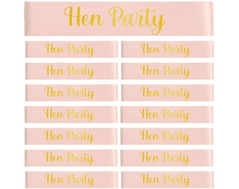 12 X Hen Party Sash Pack, Hen Party Sash Rose Gold, Bridal Shower Sash, Bridal Shower Favours, Bachelorette Party Favours, Rose Gold Sash