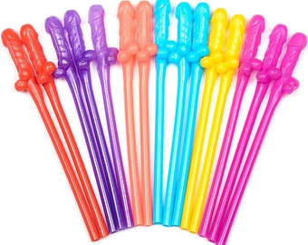Pack of 6 Jumbo Giant Willy Straws with a pack of 10 Red Willy Straws Hen night