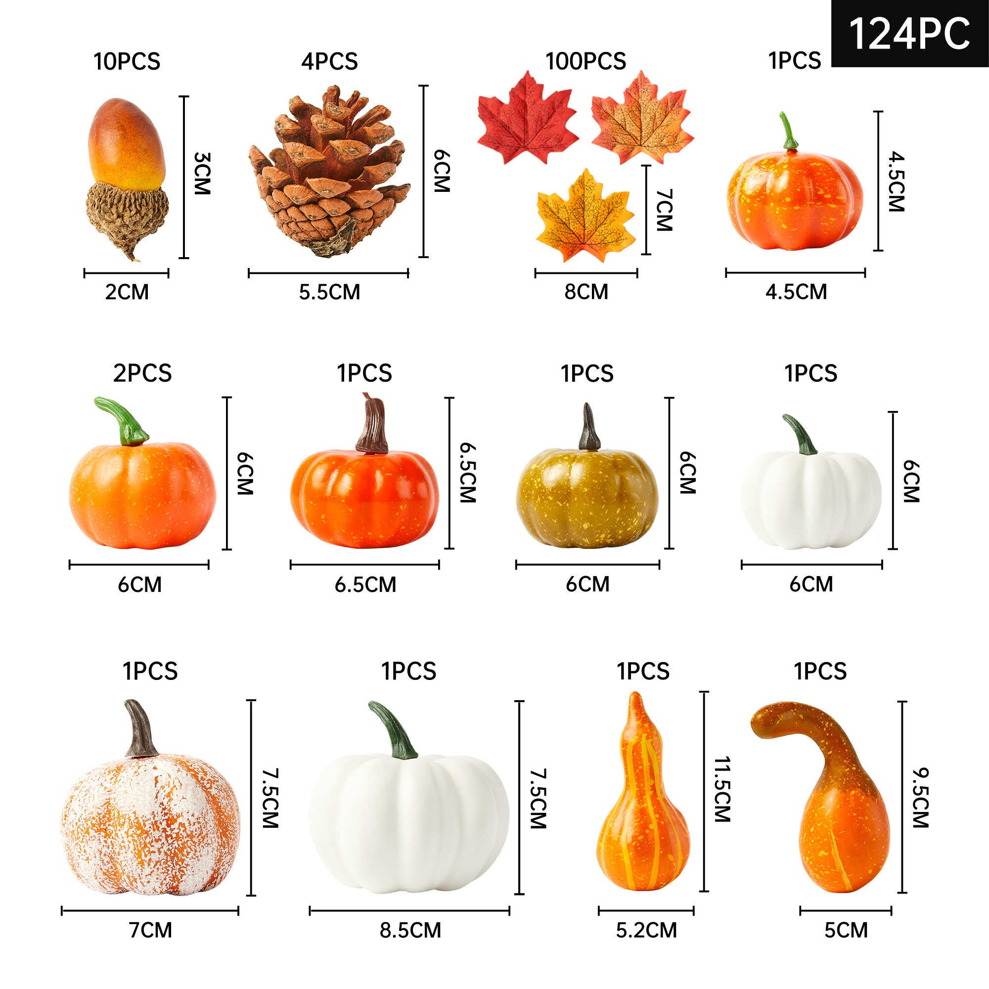 124pc Autumn Pumpkin Decorations Fall Wreath Home Decor Etsy UK