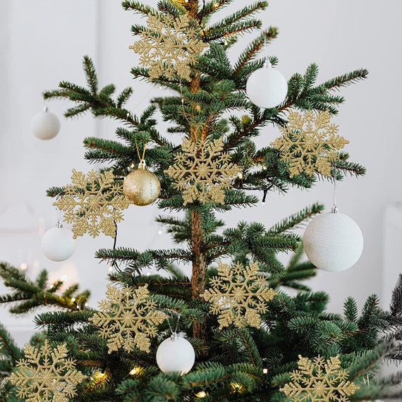 Christmas Tree Decorations Christmas Hanging Ornaments Silver Snowflakes  Gold Snowflakes Icicles White Tinsel Boa Xmas Home Decor -  Norway