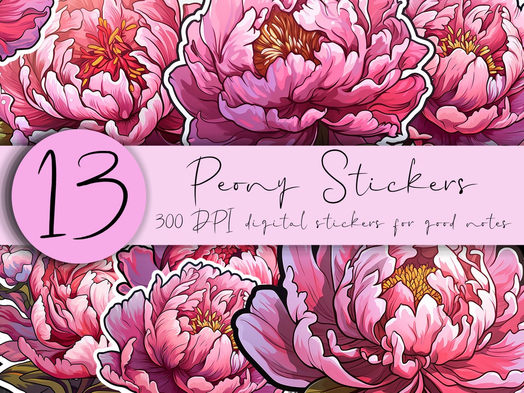 Pretty Peony Digital Stickers Pack - Instant Download | Planner ...