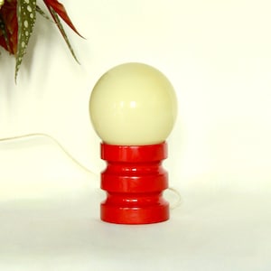 Carminio, Vintage Space Age Wooden and Glass Table Lamp, Italy, 1970s
