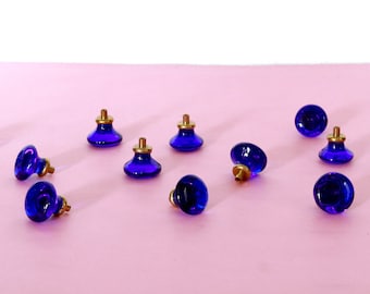 Pomolini, boutons vintage en verre de Murano "Oltremare" bleu avec étiquette Murano Vetri, ensemble de 2, Italie, 1960