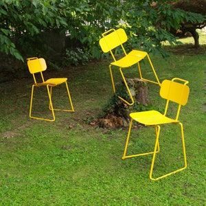 Gialla, Vintage Yellow Metal Chair, Italy, 1980s