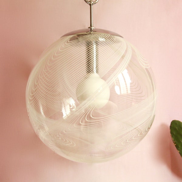 Onde, Murano Sphere Ceiling Lamp 50 cm by Lino Tagliapietra, Italy, 1970s