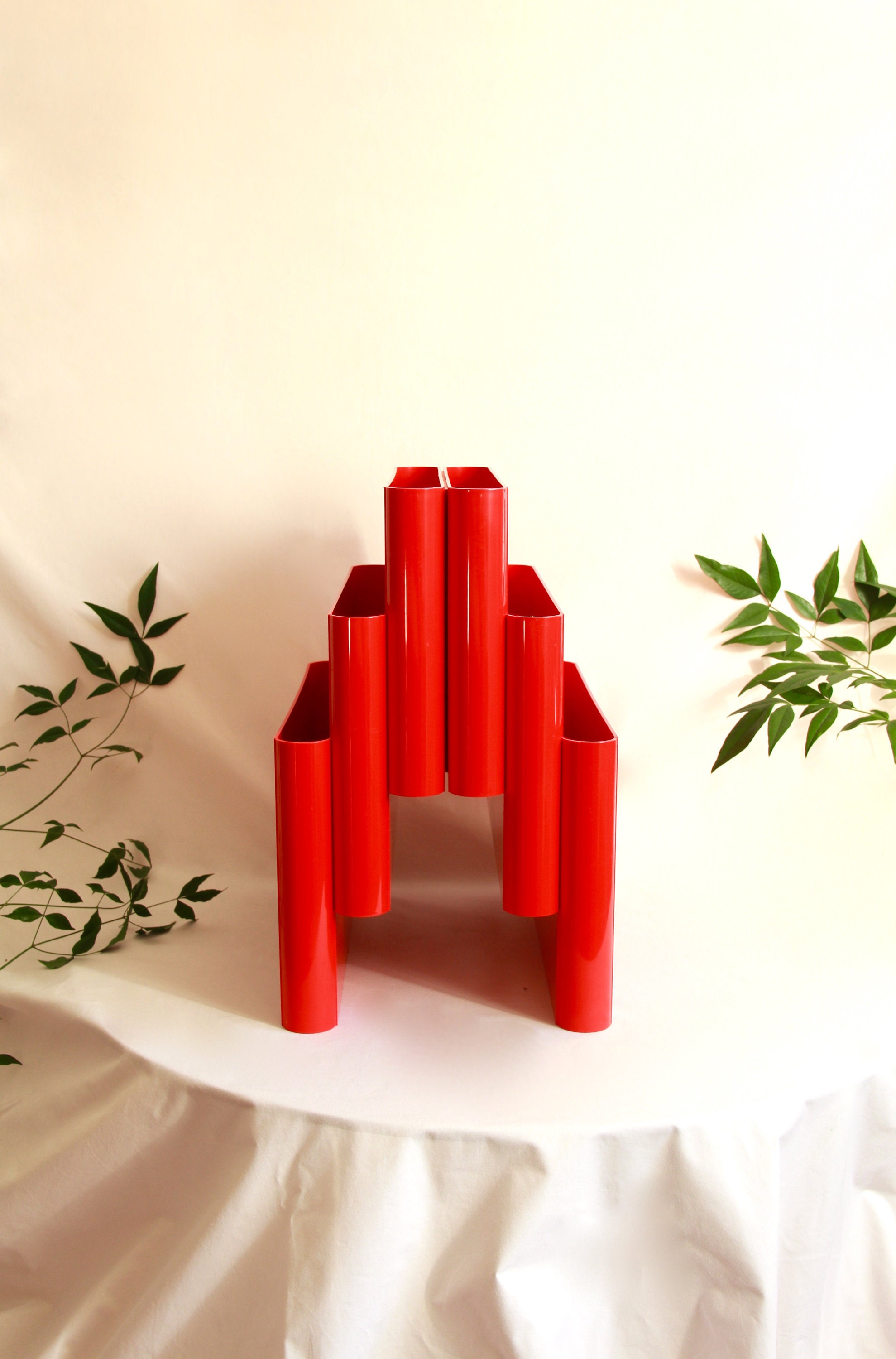 stromboli, Vintage 6 Packs Magazine Rack/Rare Original 4675 Modèle Par G.stoppino Pour Kartell, Ital