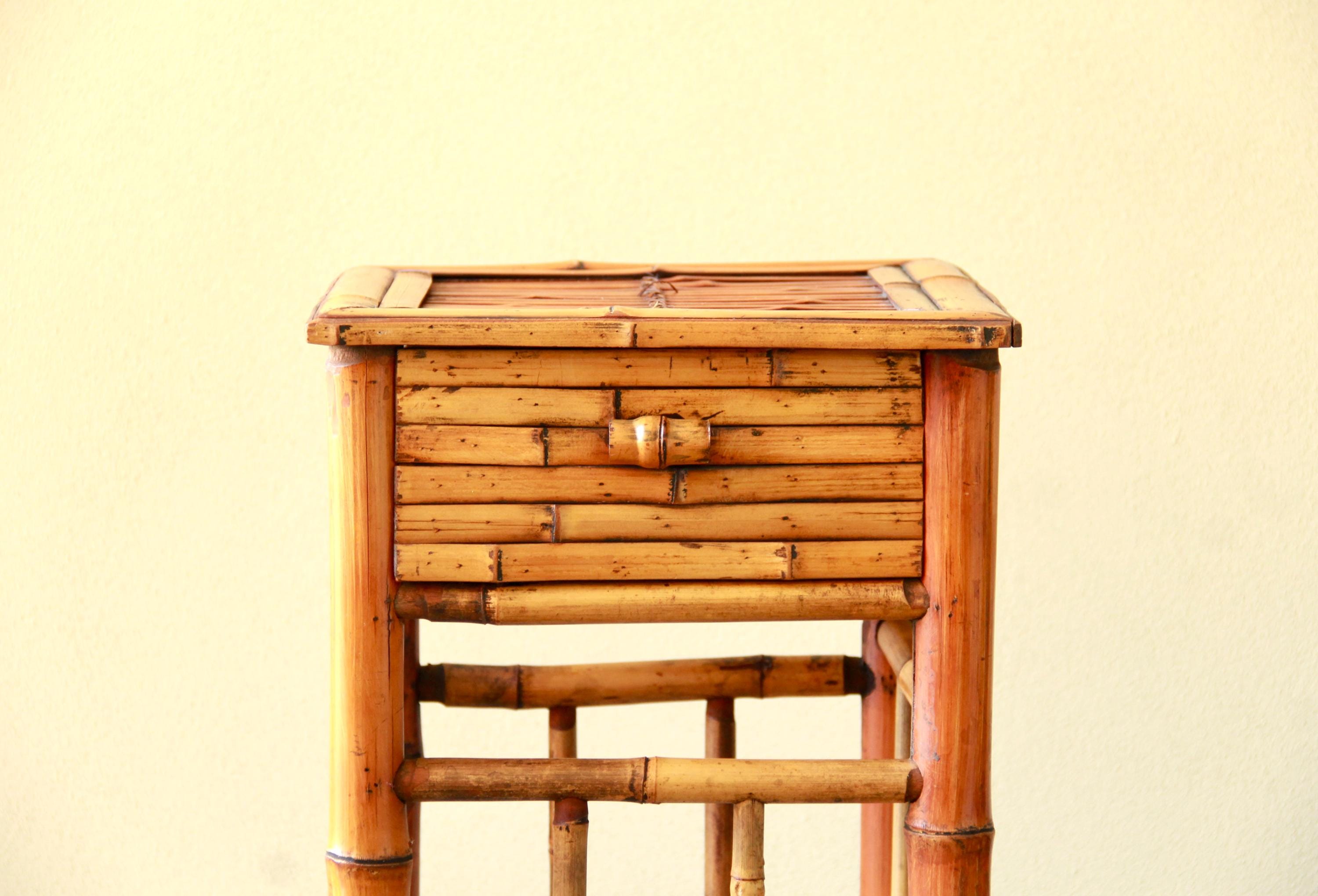 Gino, Vintage Bamboo Entryway Table / Console / Plant Stand, Italy ...