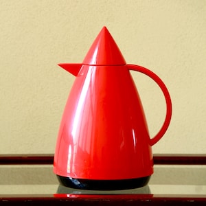 Vulcano, Vintage Memphis Design Red Thermos / Vacuum Flask for coffee or tea by Emsa Brasil, 1980s
