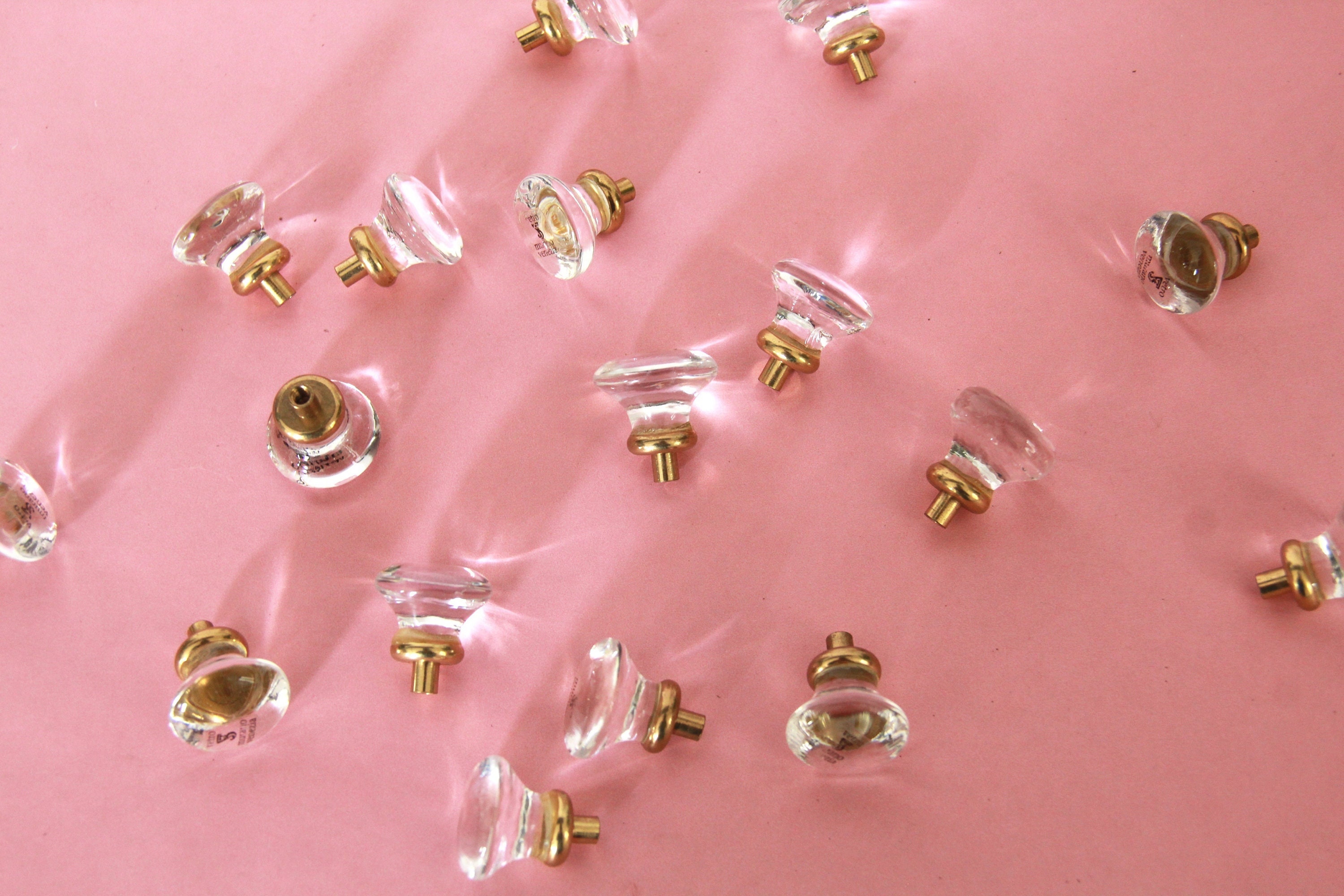 Pomolini, Vintage "Limpido" Clear Murano Glass Knobs with Murano Vetri Label, Set of 2, Italy, 1960s