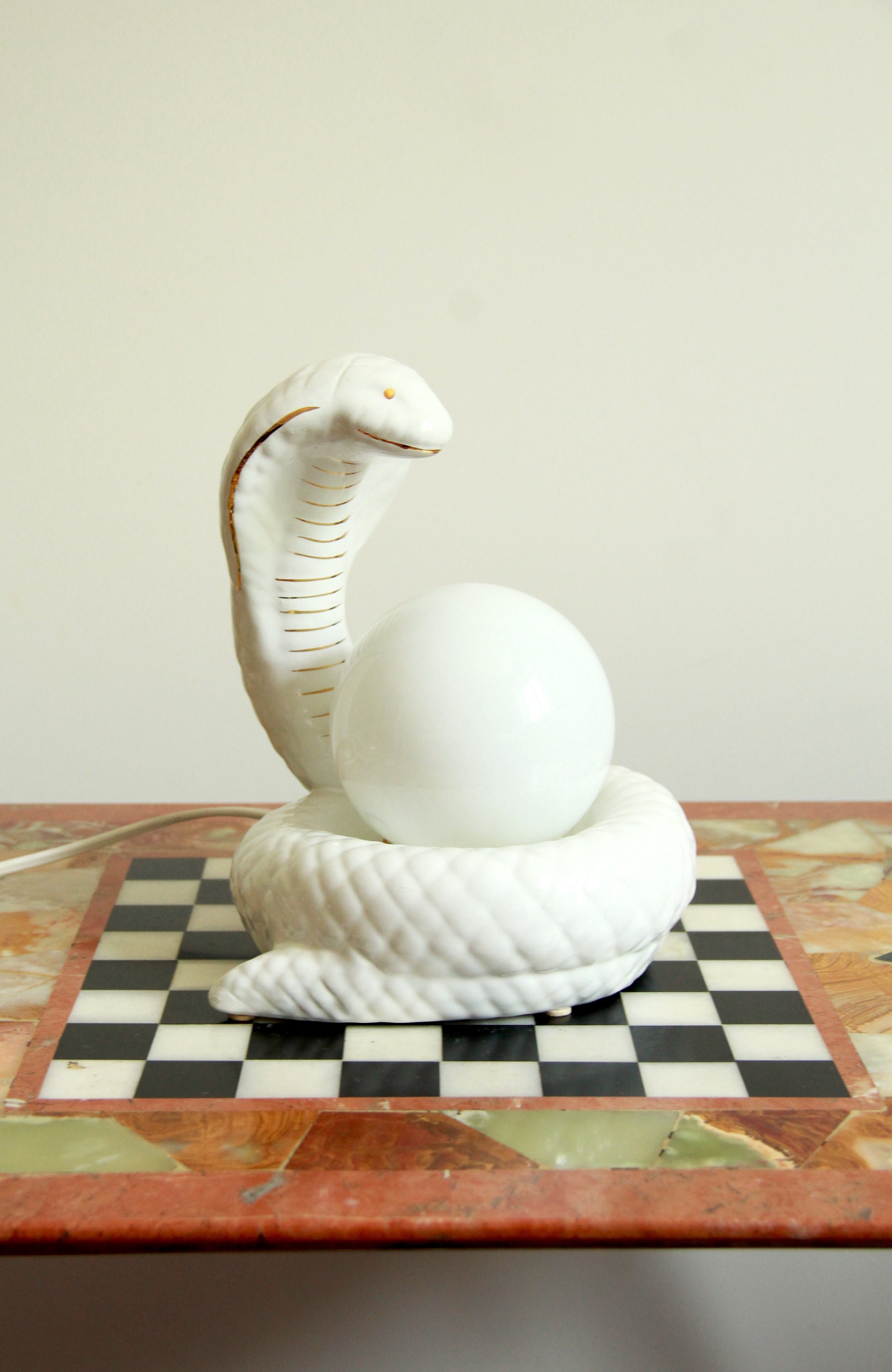 Pied de lampe serpent cobra en céramique années 70/80