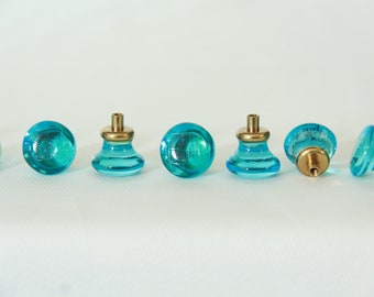 Pomolini, Vintage Pastel Light-Blue Murano Glass Knobs with Murano Vetri Label, Set of 2, Italy, 1960s