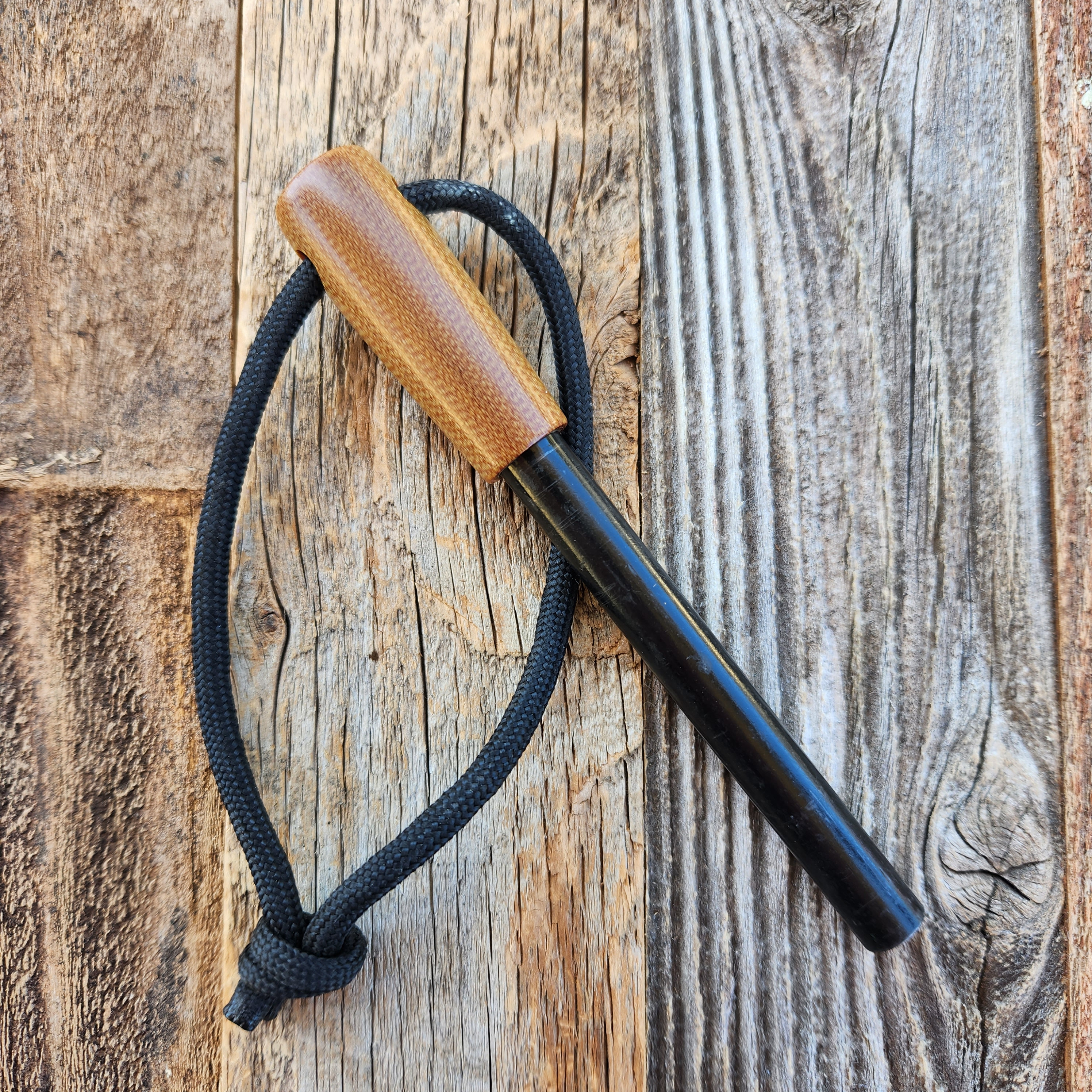 Handmade Black Micarta Ferro Rod - 3/8" Diameter Fire Starter For Bushcraft & Survival