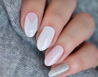 Embellished Pink Nail Wraps / Nail Strips / Nail Stickers UK