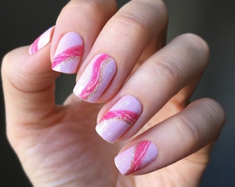 Pink Swirl Nail Wraps / Nail Strips / Nail Stickers UK