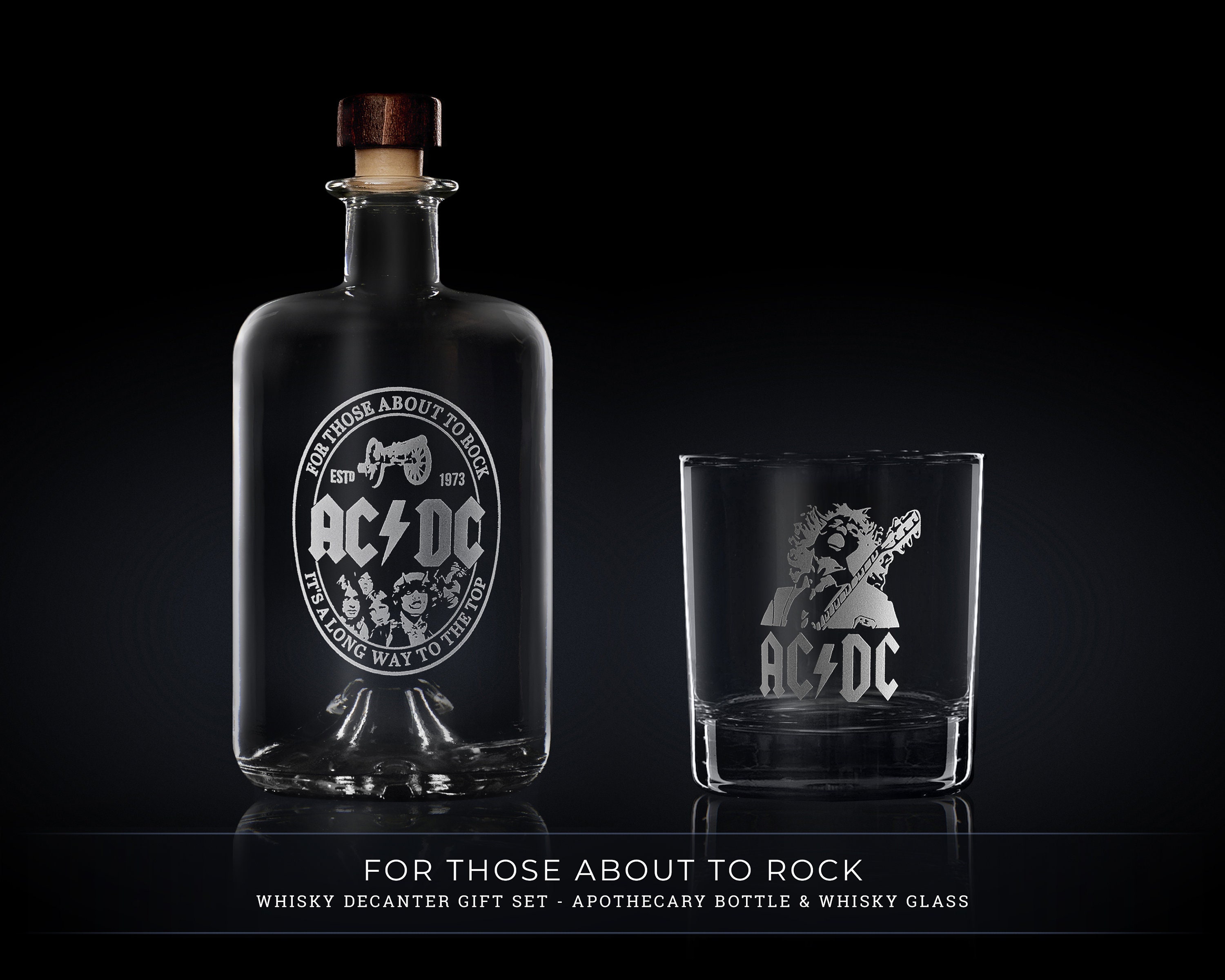 Ac Dc Decanter Gift Set For Whisky Gin More Etched Etsy
