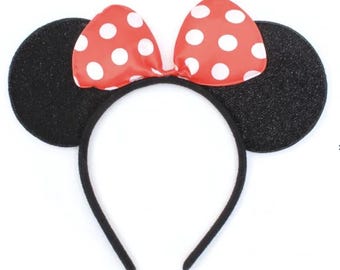 Mouse Ears With Satin Bow On An Aliceband